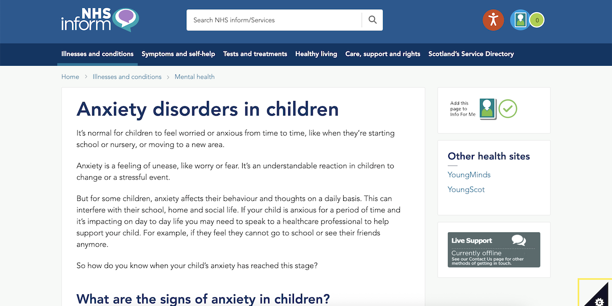 Anxiety disorders in children