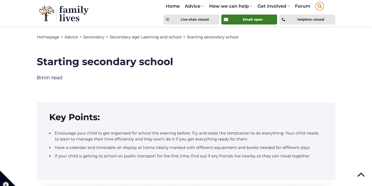 Starting Secondary School